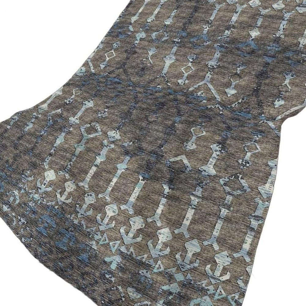 50" X 70" Chocolate And Blue Geometric Plush Throw Blanket HomeRoots