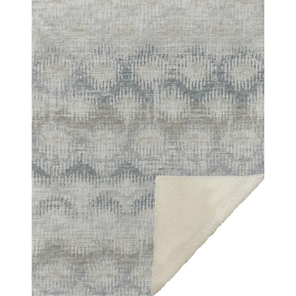 50" X 70" Linen And Gray Geometric Microfiber Plush Throw Blanket HomeRoots