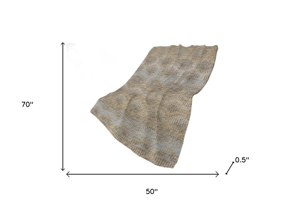 50" X 70" Chocolate And Beige Geometric Plush Throw Blanket HomeRoots