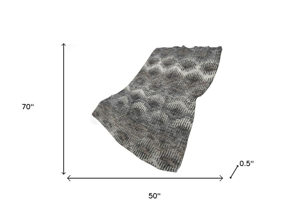 50" X 70" Charcoal And Gray Geometric Plush Throw Blanket HomeRoots