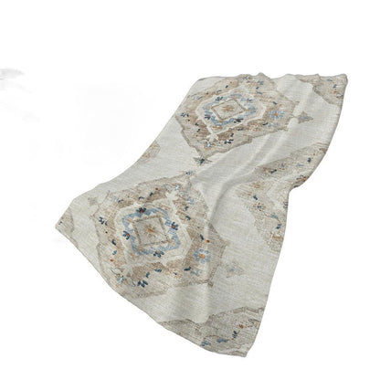 50" X 70" Linen Coffee And Ivory Floral Plush Throw Blanket HomeRoots