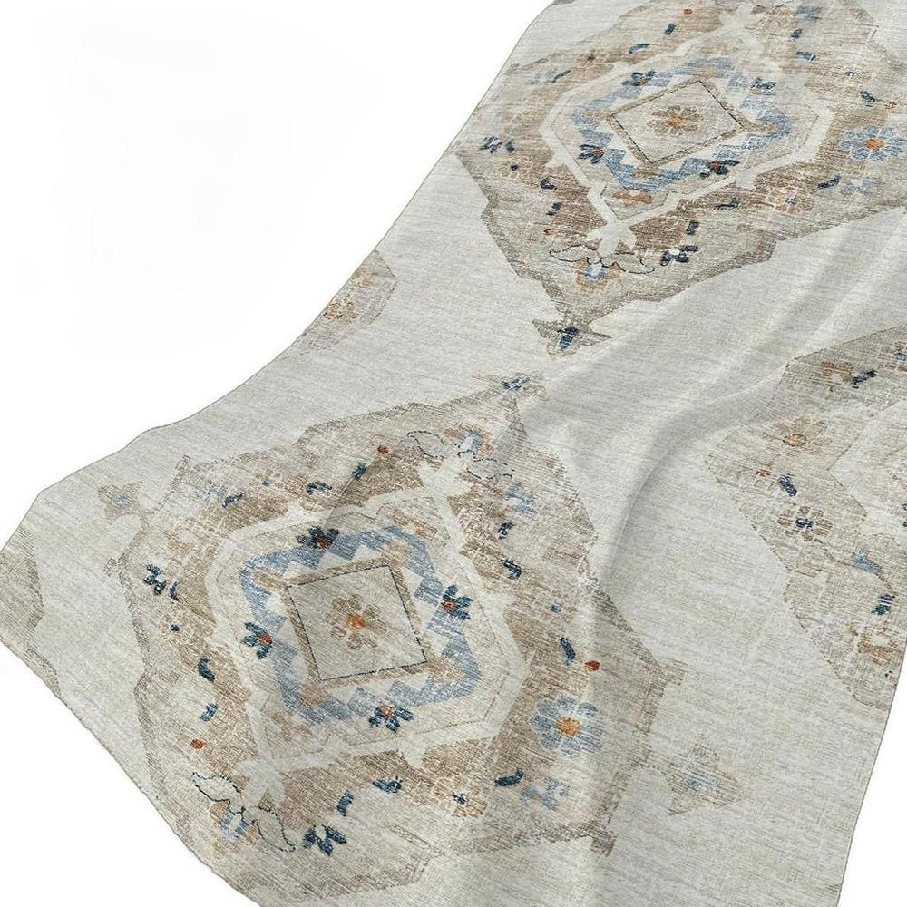 50" X 70" Linen Coffee And Ivory Floral Plush Throw Blanket HomeRoots