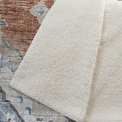 50" X 70" Rust Ivory And Blue Floral Microfiber Plush Throw Blanket HomeRoots