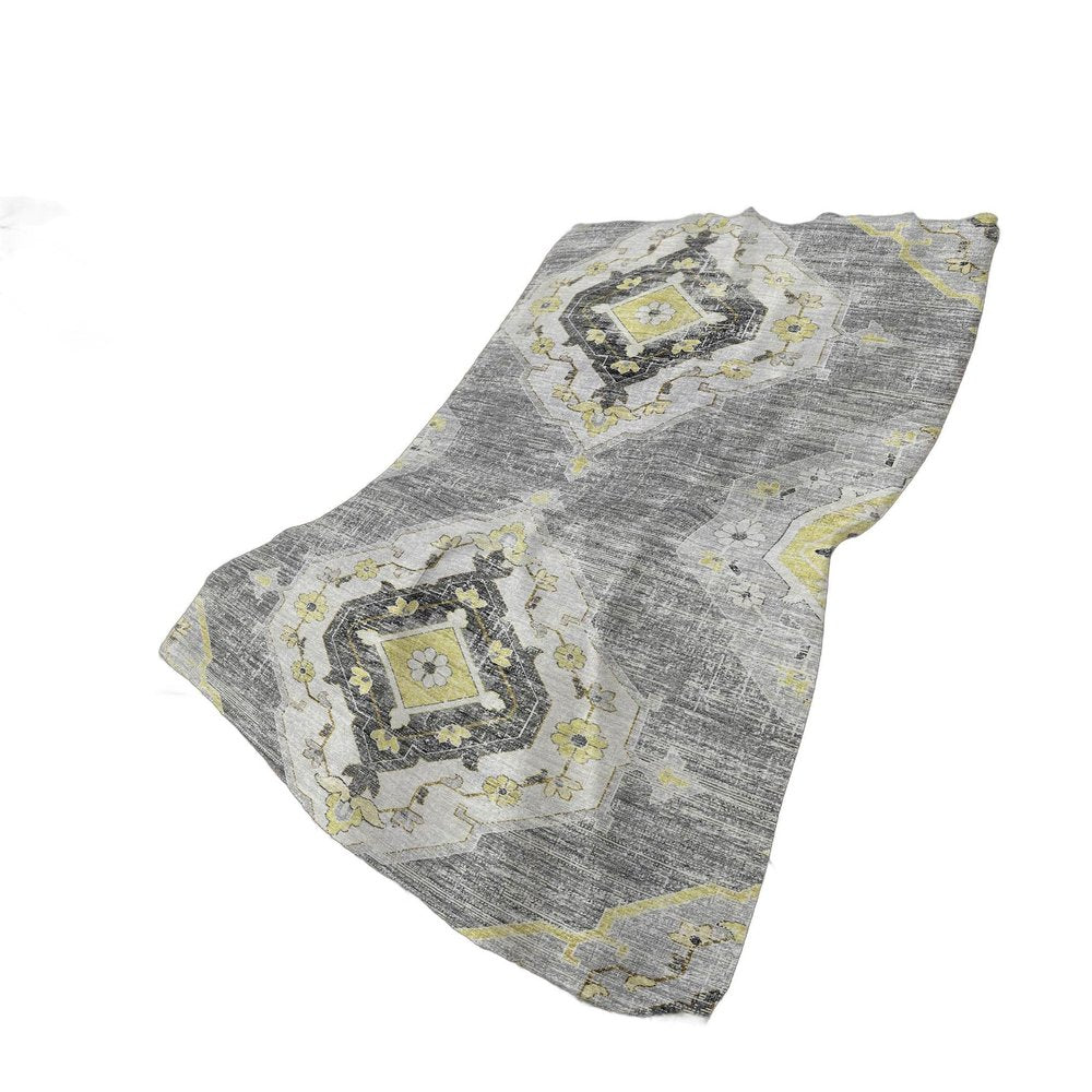 50" X 70" Silver Yellow And Charcoal Floral Polyester Woven Plush Throw Blanket HomeRoots