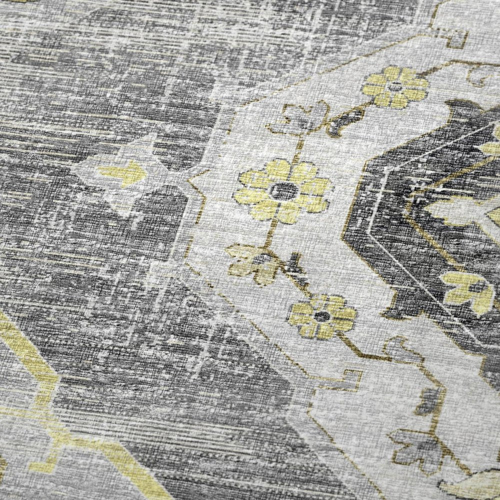 50" X 70" Silver Yellow And Charcoal Floral Polyester Woven Plush Throw Blanket HomeRoots