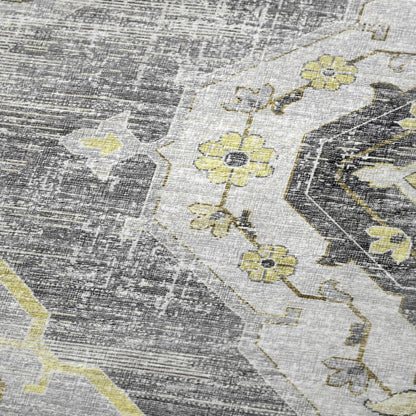 50" X 70" Silver Yellow And Charcoal Floral Polyester Woven Plush Throw Blanket HomeRoots