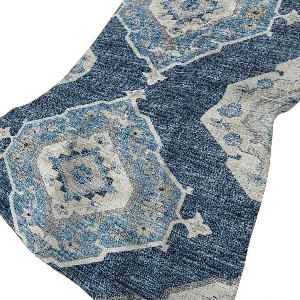 50" X 70" Blue And Ivory Floral Polyester Woven Plush Throw Blanket HomeRoots