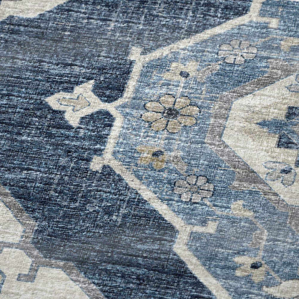 50" X 70" Blue And Ivory Floral Polyester Woven Plush Throw Blanket HomeRoots
