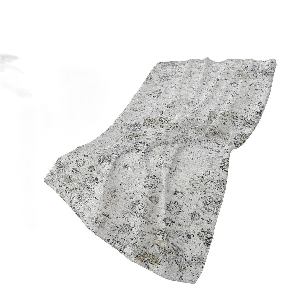 50" X 70" Gray And Ivory Floral Plush Throw Blanket HomeRoots