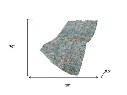 50" X 70" Rust Teal And Gold Floral Polyester Woven Plush Throw Blanket HomeRoots