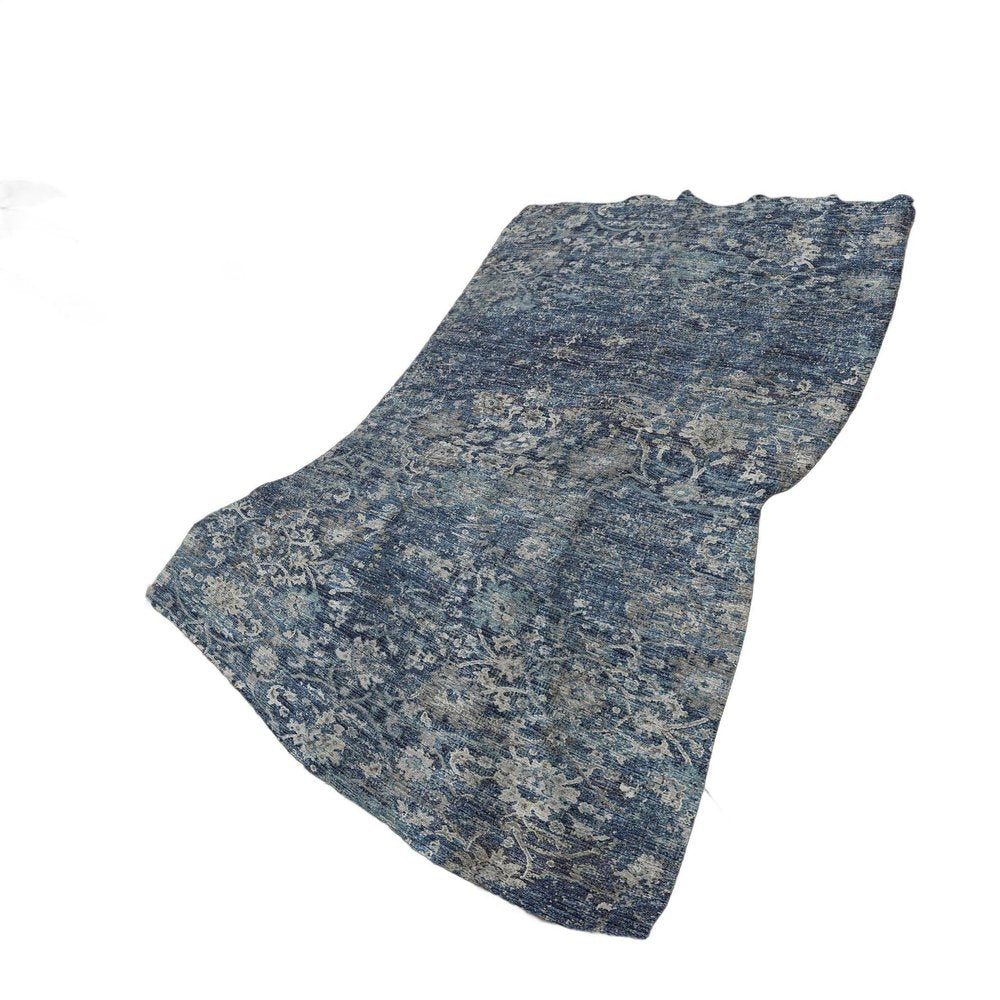 50" X 70" Blue And Pewter Floral Plush Throw Blanket HomeRoots