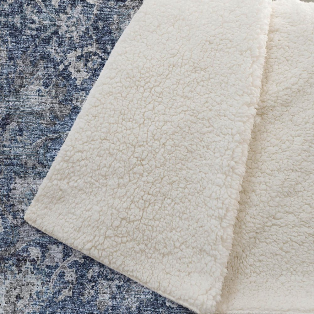 50" X 70" Blue And Pewter Floral Plush Throw Blanket HomeRoots