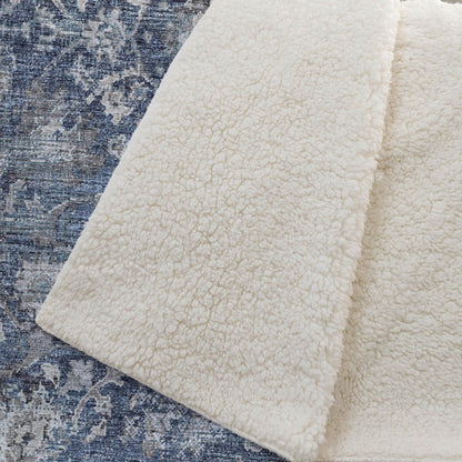 50" X 70" Blue And Pewter Floral Plush Throw Blanket HomeRoots