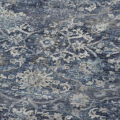 50" X 70" Blue And Pewter Floral Plush Throw Blanket HomeRoots