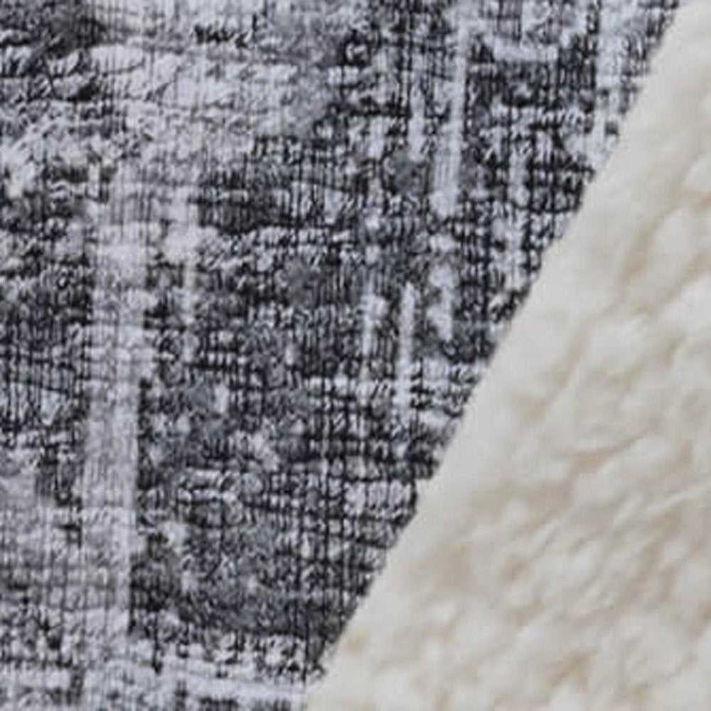 50" X 70" Charcoal Gray And Ivory Floral Polyester Woven Plush Throw Blanket HomeRoots
