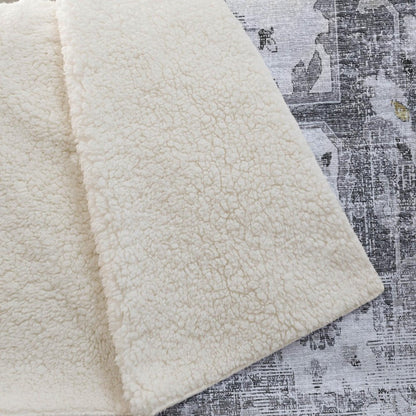 50" X 70" Charcoal Gray And Ivory Floral Polyester Woven Plush Throw Blanket HomeRoots