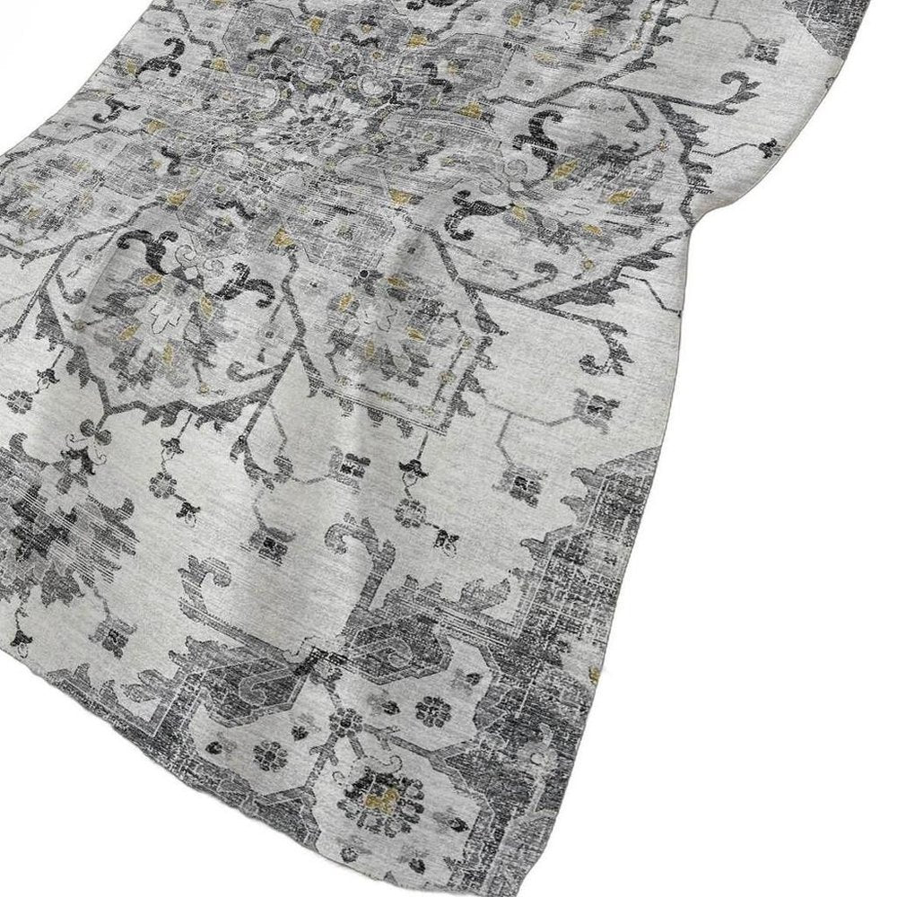 50" X 70" Charcoal Gray And Ivory Floral Polyester Woven Plush Throw Blanket HomeRoots