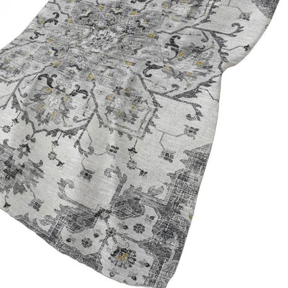 50" X 70" Charcoal Gray And Ivory Floral Polyester Woven Plush Throw Blanket HomeRoots
