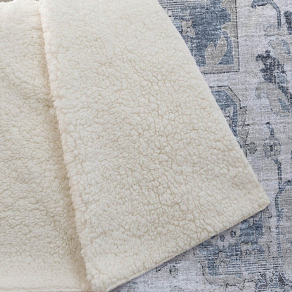50" X 70" Blue And Ivory Floral Polyester Woven Plush Throw Blanket HomeRoots
