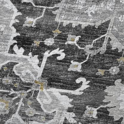 50" X 70" Charcoal Gold And Gray Floral Microfiber Plush Throw Blanket HomeRoots