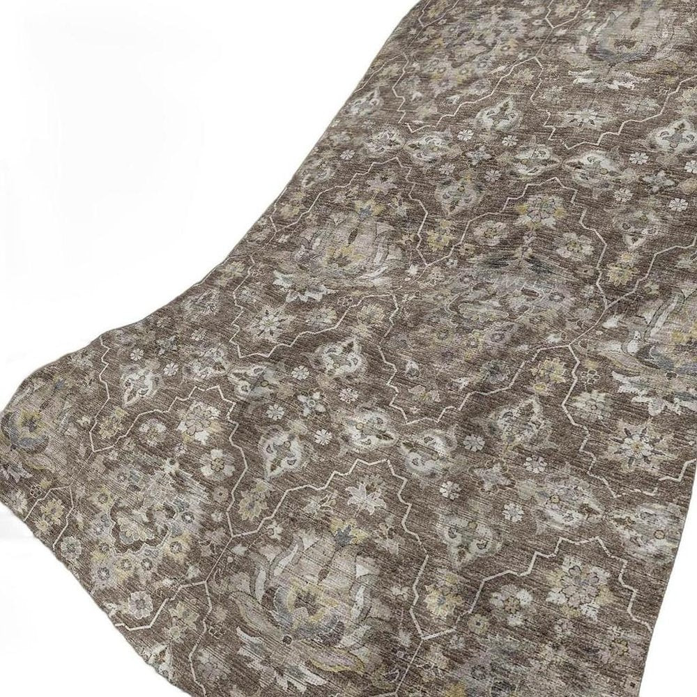 50" X 70" Chocolate And Ivory Floral Polyester Woven Plush Throw Blanket HomeRoots