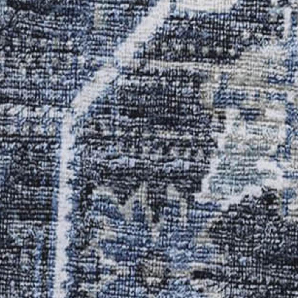 50" X 70" Blue Gray And Ivory Floral Polyester Woven Plush Throw Blanket HomeRoots