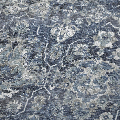 50" X 70" Blue Gray And Ivory Floral Polyester Woven Plush Throw Blanket HomeRoots