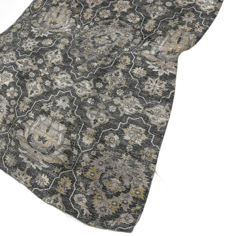 50" X 70" Charcoal Ivory And Coffee Floral Polyester Woven Plush Throw Blanket HomeRoots