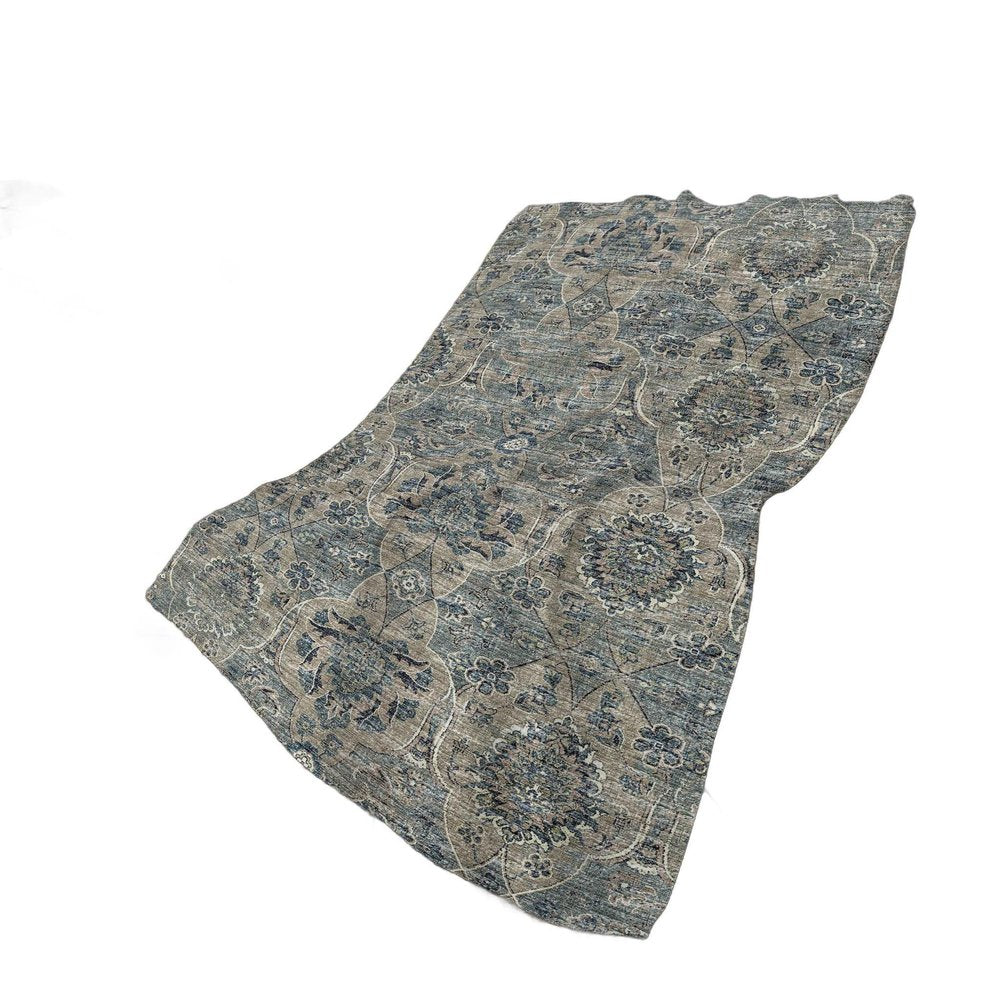 50" X 70" Blue And Pewter Damask Plush Throw Blanket HomeRoots