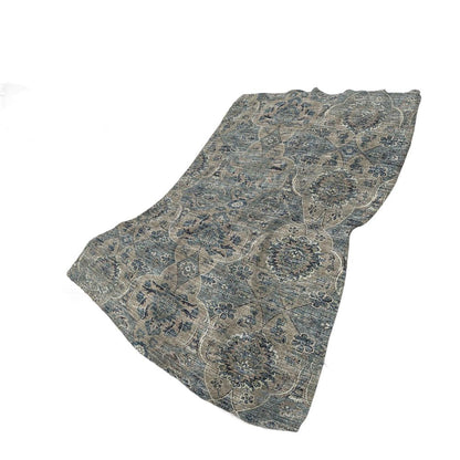 50" X 70" Blue And Pewter Damask Plush Throw Blanket HomeRoots