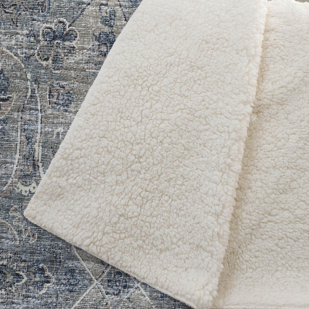 50" X 70" Blue And Pewter Damask Plush Throw Blanket HomeRoots