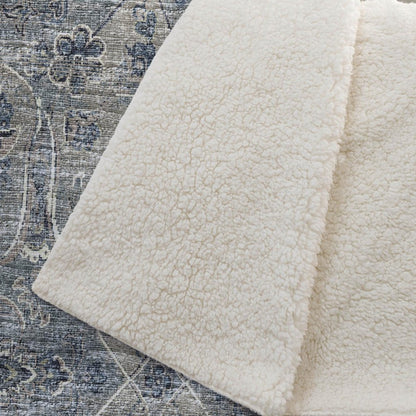 50" X 70" Blue And Pewter Damask Plush Throw Blanket HomeRoots