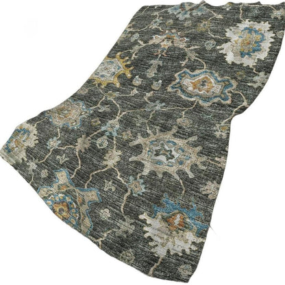 50" X 70" Beige Blue And Gold Floral Polyester Woven Plush Throw Blanket HomeRoots