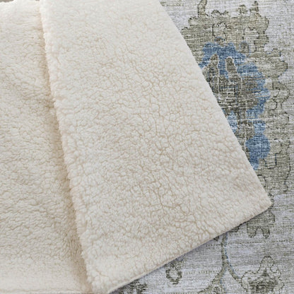 50" X 70" Blue Charcoal And Ivory Floral Polyester Woven Plush Throw Blanket HomeRoots