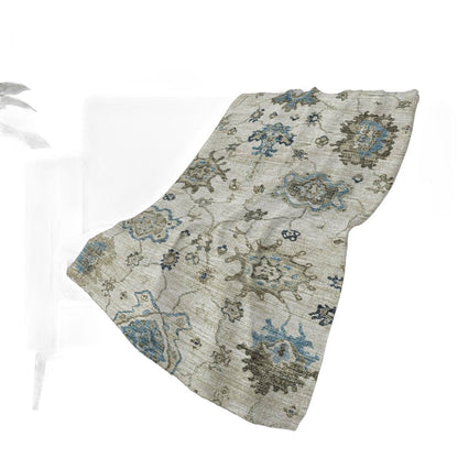50" X 70" Blue Charcoal And Ivory Floral Polyester Woven Plush Throw Blanket HomeRoots