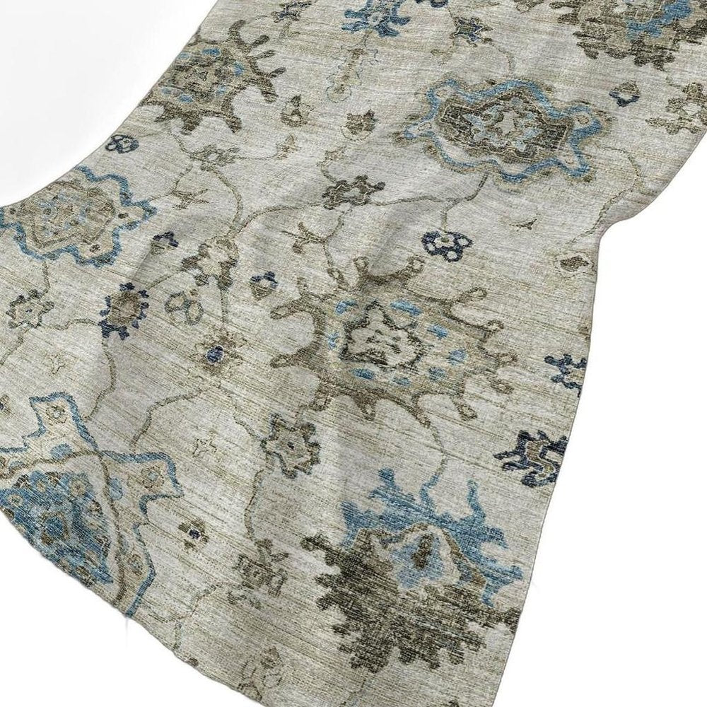 50" X 70" Blue Charcoal And Ivory Floral Polyester Woven Plush Throw Blanket HomeRoots