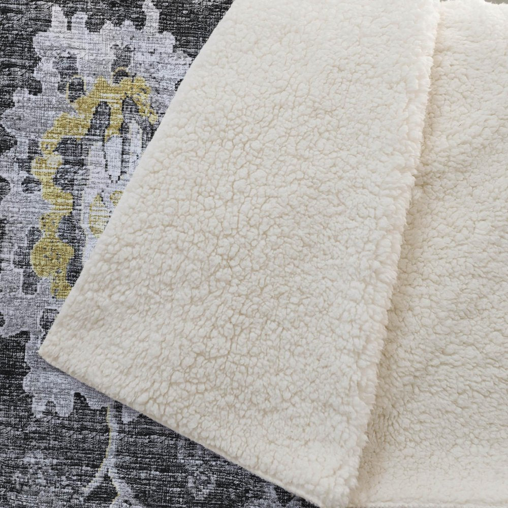 50" X 70" Gray And Gold Floral Polyester Woven Plush Throw Blanket HomeRoots