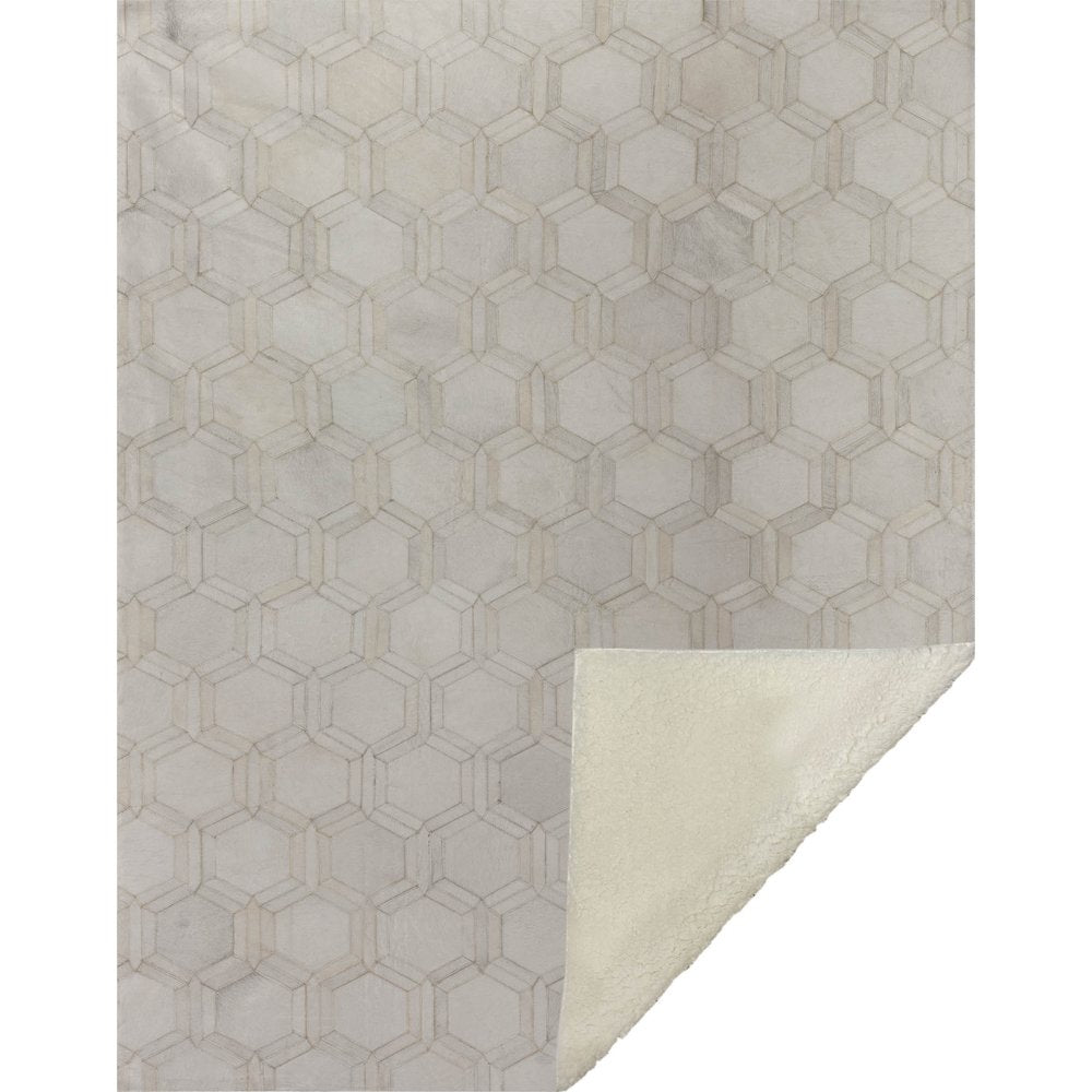 50" X 70" Ivory And Beige Geometric Microfiber Plush Throw Blanket HomeRoots