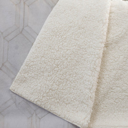 50" X 70" Ivory And Beige Geometric Microfiber Plush Throw Blanket HomeRoots