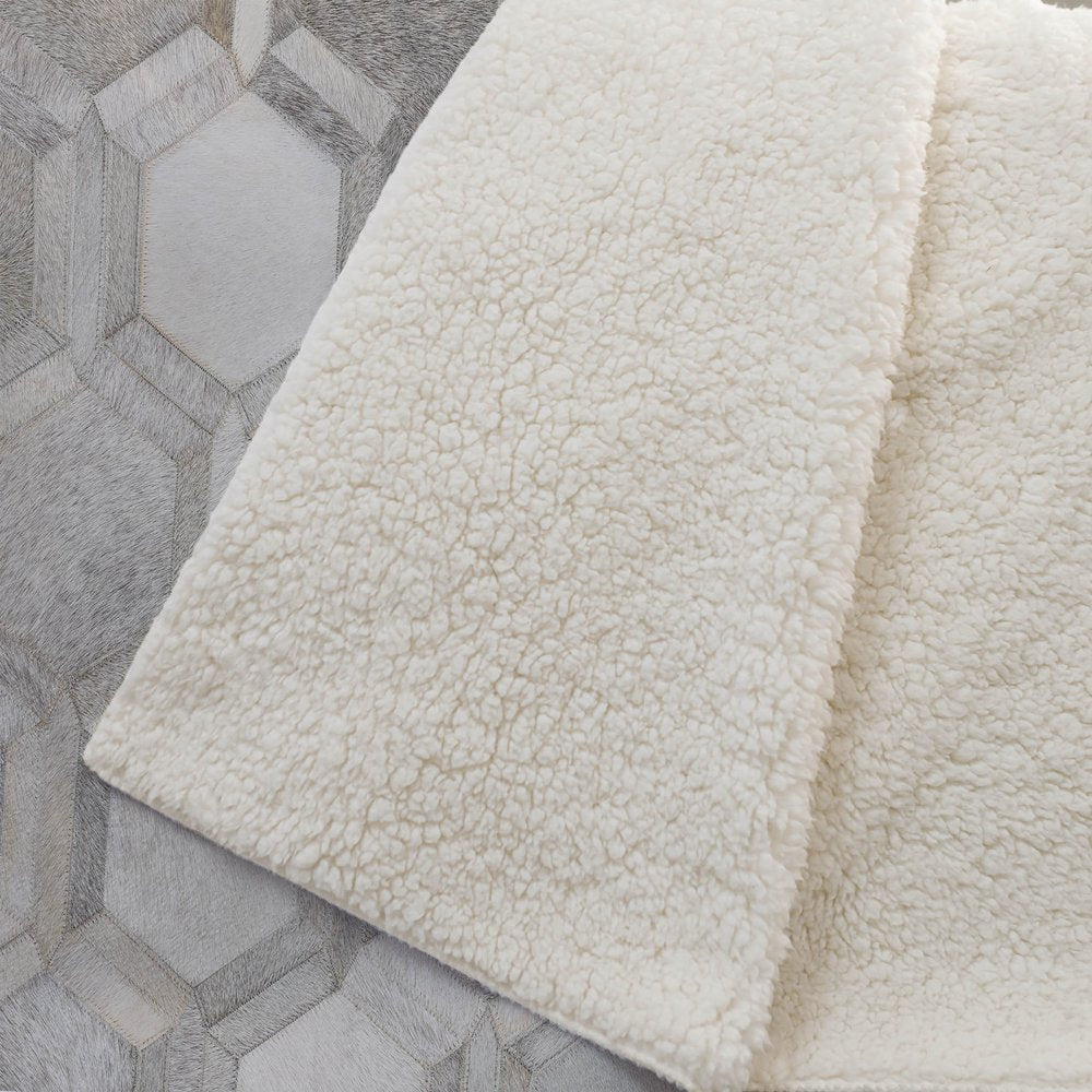 50" X 70" Gray And Ivory Geometric Microfiber Plush Throw Blanket HomeRoots