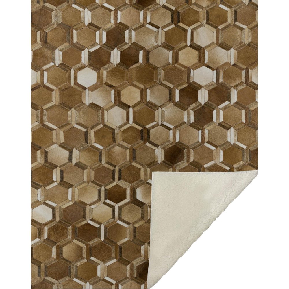 50" X 70" Brown And Beige Geometric Microfiber Plush Throw Blanket HomeRoots