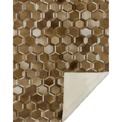 50" X 70" Brown And Beige Geometric Microfiber Plush Throw Blanket HomeRoots