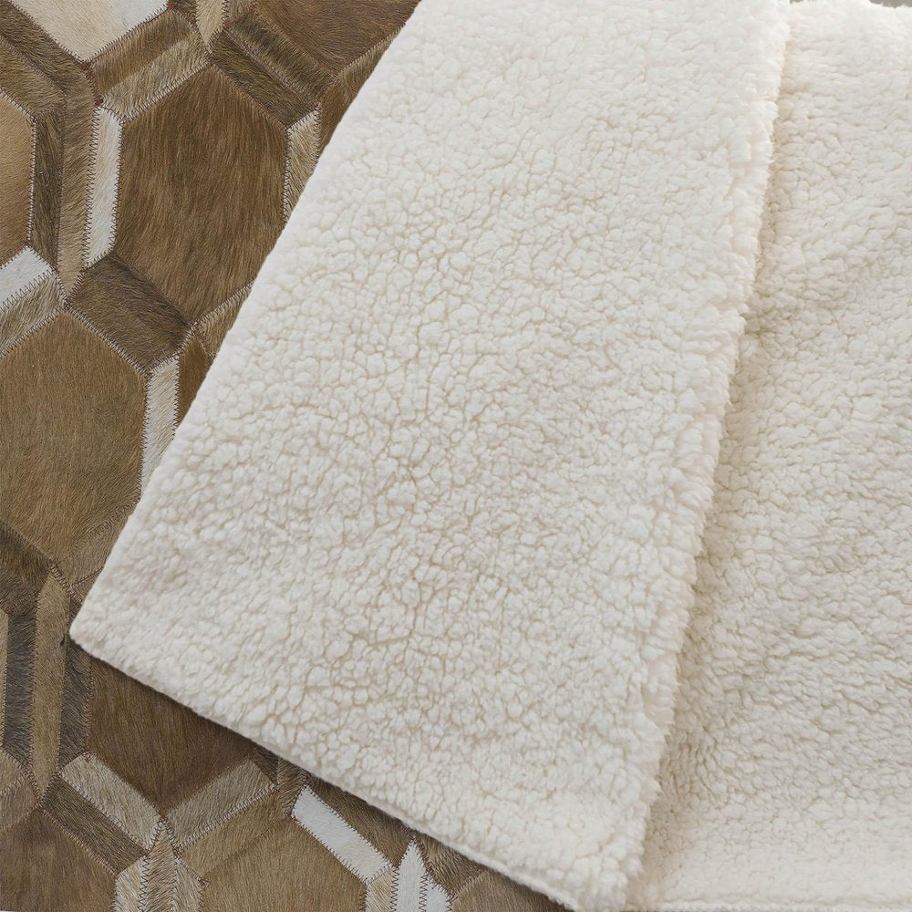 50" X 70" Brown And Beige Geometric Microfiber Plush Throw Blanket HomeRoots