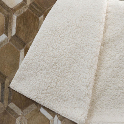 50" X 70" Brown And Beige Geometric Microfiber Plush Throw Blanket HomeRoots