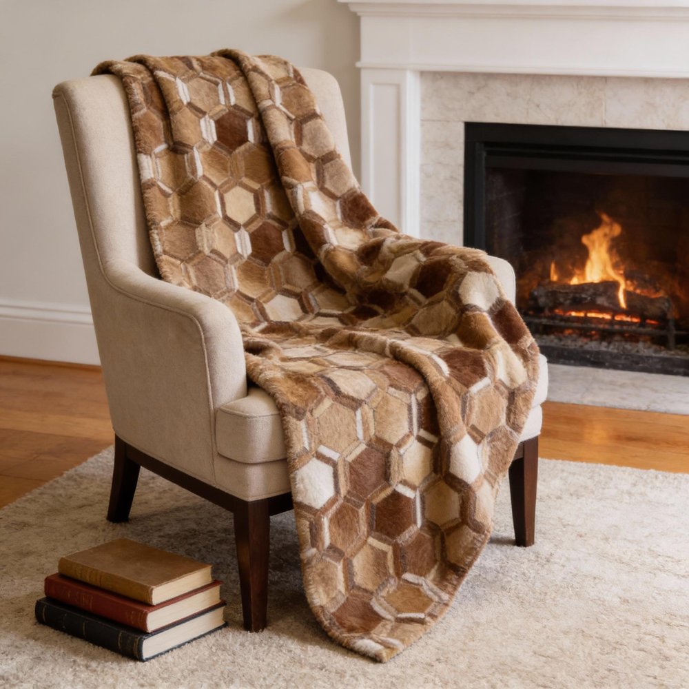 50" X 70" Brown And Beige Geometric Microfiber Plush Throw Blanket HomeRoots