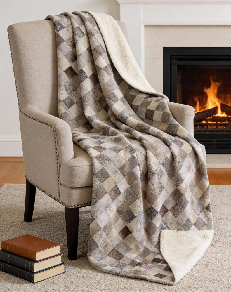 50" X 70" Gray Beige And Black Geometric Microfiber Plush Throw Blanket HomeRoots
