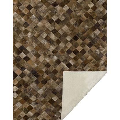 50" X 70" Brown Beige And Ivory Geometric Microfiber Plush Throw Blanket HomeRoots