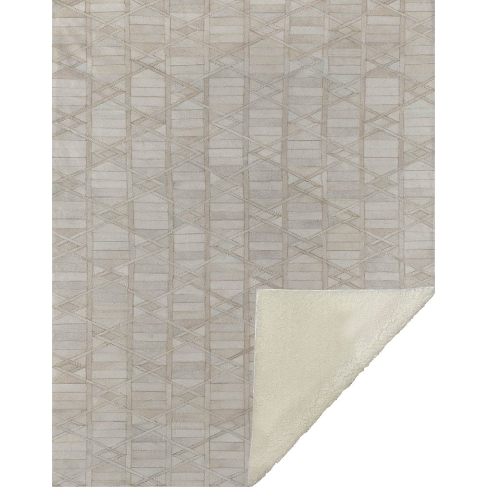 50" X 70" Ivory And Beige Microfiber Geometric Plush Throw Blanket HomeRoots