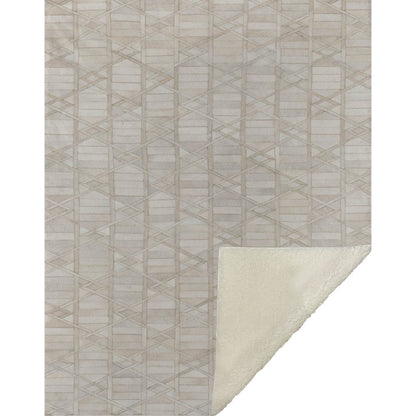 50" X 70" Ivory And Beige Microfiber Geometric Plush Throw Blanket HomeRoots