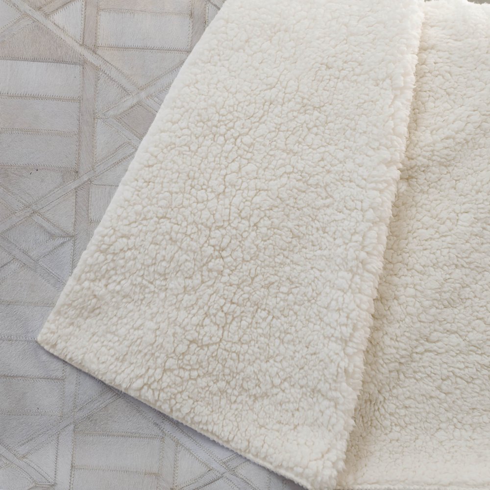 50" X 70" Ivory And Beige Microfiber Geometric Plush Throw Blanket HomeRoots